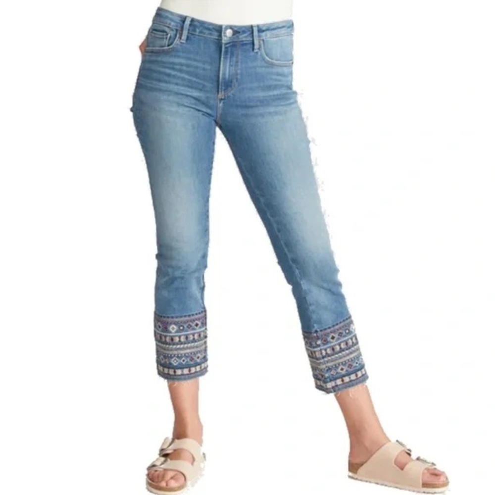 Driftwood Colette Embroidered Hem Jeans - Picture 2 of 8